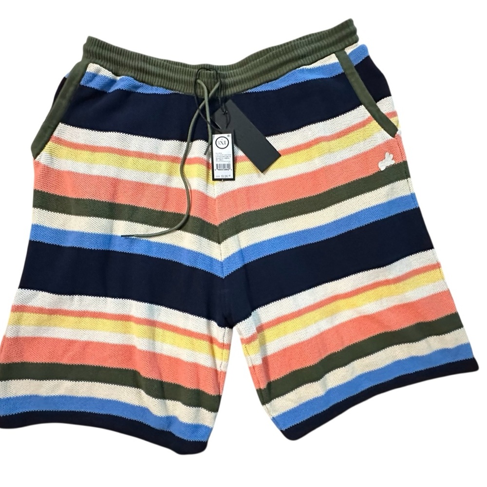 AKOO Lanes Knit Shorts‎ Mens 3XL Little Boy Blue Multi Color Striped  NWT